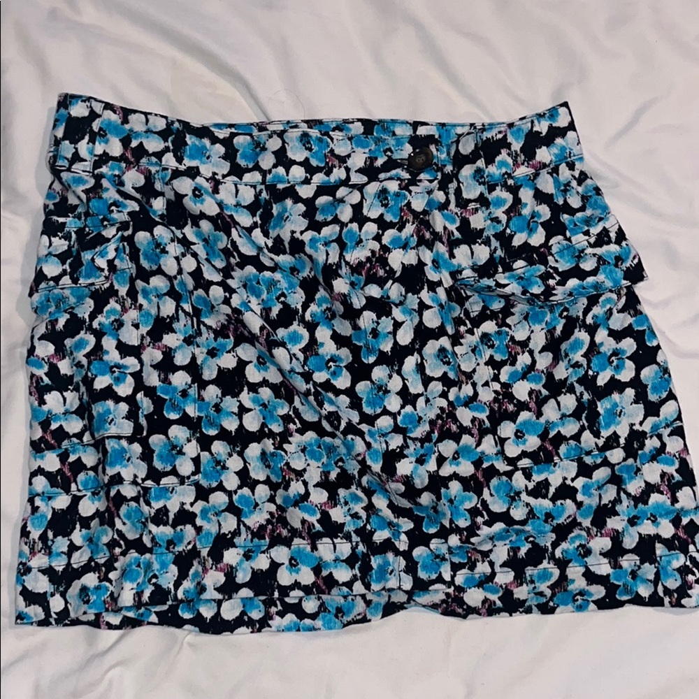 Floral Blue and Black Women's Skirt